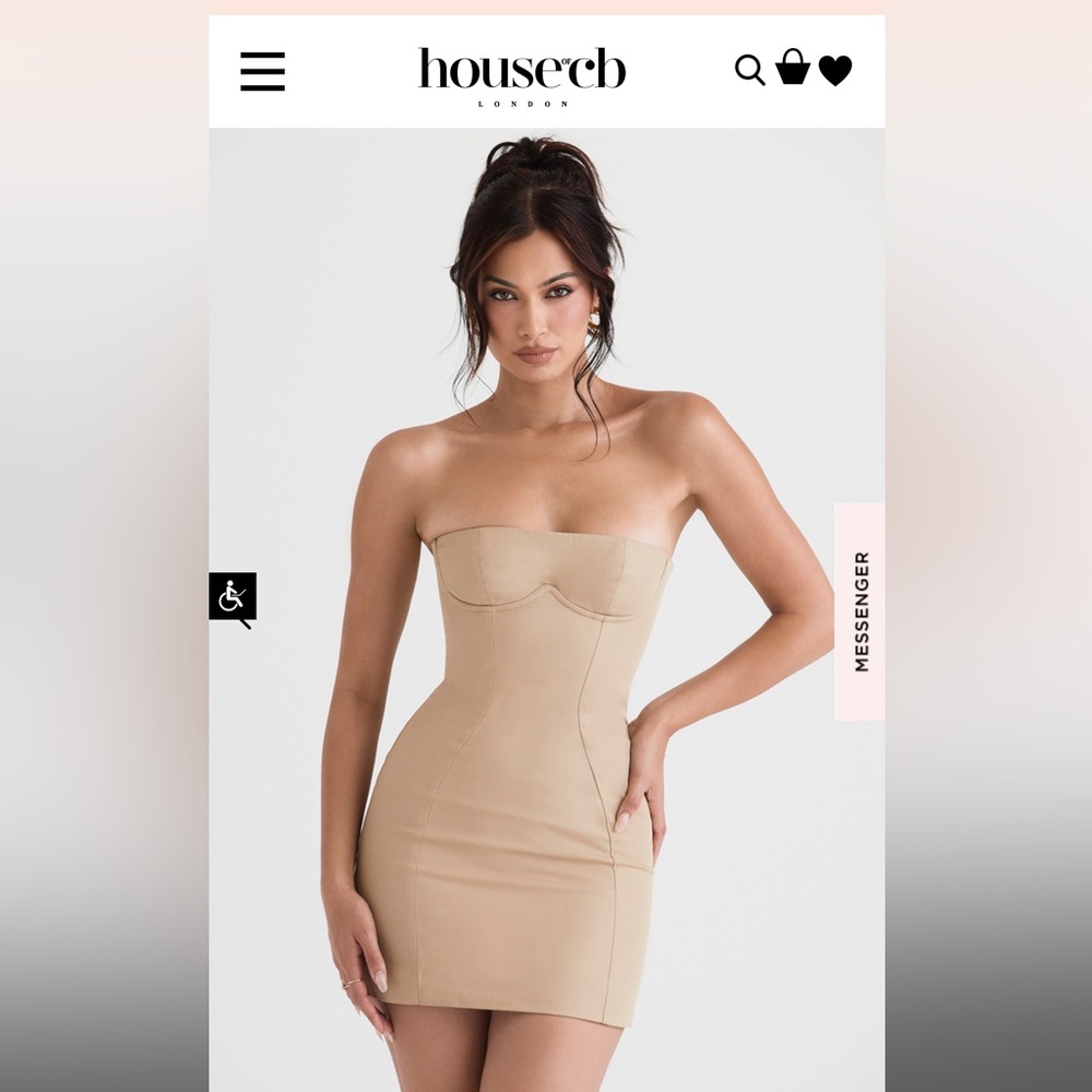 HouseofCb Elise stone strapless mini dress